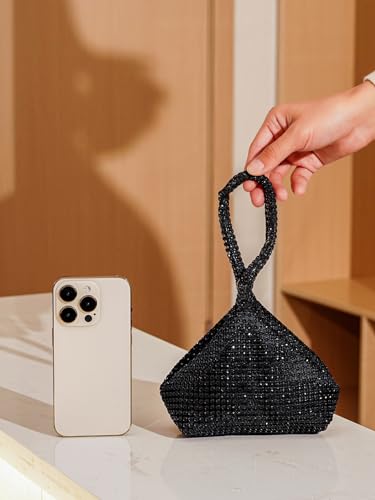 SweatyRocks Women's Shiny Mini Rhinestone Bag Top Handle Casual Business Party Portable Slot Small Wallet2