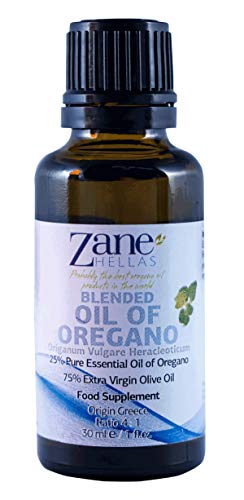 Zane Hellas 25% d'huile d'origan. Huile Essentielle Grecque Pure d'Origan .86% Min Carvacrol. 33 mg de carvacrol par portion. Probablement la meilleure huile d'origan au monde. 1 fl. oz - 30ml