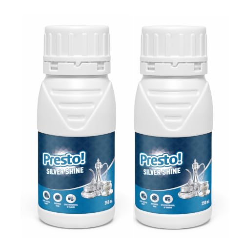 Image of Amazon Brand - Presto! Silver Shine | Instant Silver Cleaner | 250 ml x Pack of 2 | For Silver Vessels, Antique Pieces, Jewellery