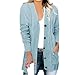 Kenhansion Button Down Cardigan Sweater for Women Lightweight Open Front Long Cable Knit Warm Outerwear Fall Coat with Pocket (Light Blue,X-Large)
