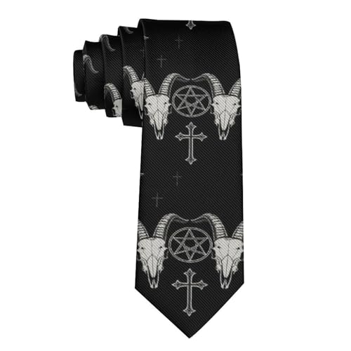 MZERSE Ties for Men Boys Wedding Dance Prom, Fashion Skinny Neck Tie Gothic Occult Satan Penta Symbol Skull
