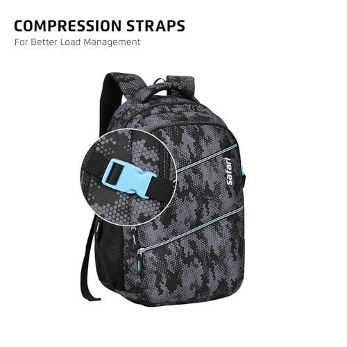 Image of Safari Omega Plus Casual Laptop Backpack, 2 compartments, Raincover, Organizer, Full body print, Bottle holder, Front pockets Softline (Black)