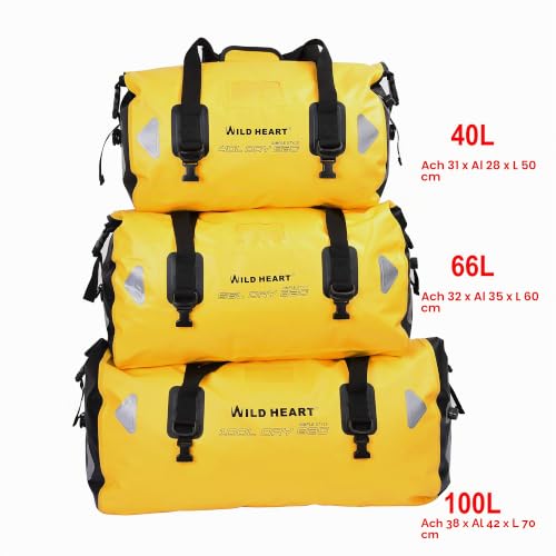 Miniatura 5 de Wild Heart Bolsa De Equipaje Impermeable 40l 66l 100l, Con Soldadura, Apropiada Para Piragüismo, Campamento, Remo, Moto 100l Cuerda Amarilla