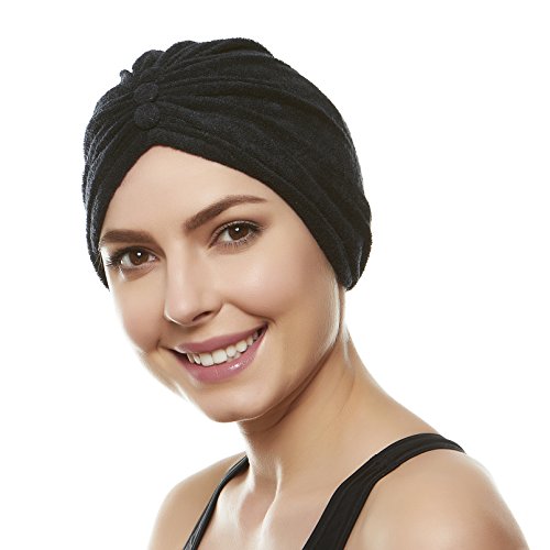 Beemo Soft Terry Cloth Turban Head Cover- Black #TOP6