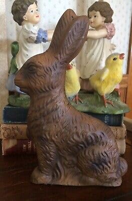 V VERVOX Primitive Chocolate Bunny Rabbit Mold Resin Figurine 8 Easter Farmhouse Spring