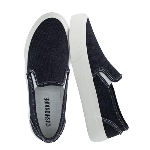 CUSHIONAIRE Fulton Womens Slip On Sneakers, Lightweight Comfortable Casual Sneakers for Women with Memory Foam