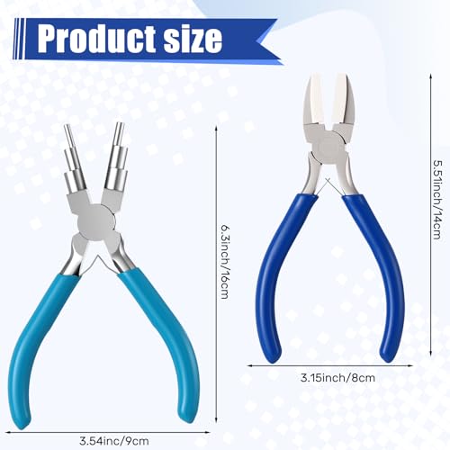 Image of Mudder 2 Pieces Jewelry Making Tool Bail Making Pliers 6 in 1 Jewelry Wire Bending Pliers for Beading Looping Shaping Wire DIY Crafts (Clear Blue)