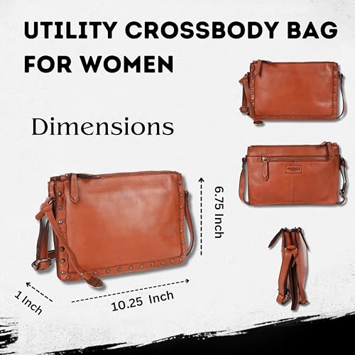 Image of Genuine Italian Leather Boho Studded Crossbody Shoulder Bag - Stylish, Durable, & Perfect for Everyday Use for women