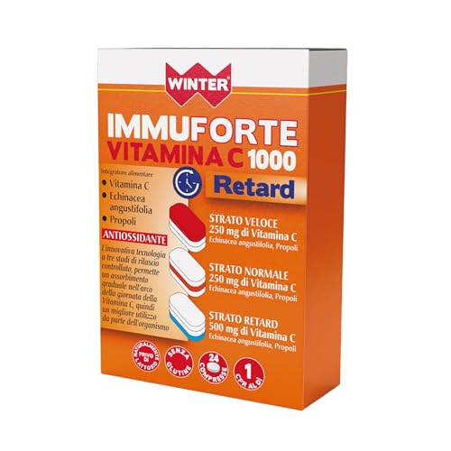 Immuforte Vitamina C 1000mg Retard Winter | Integratore Vitamine C, Echinacea e Propoli | Acido Ascorbico Difese Immunitarie Potenziate | Vitamina C 24 Compresse Senza Glutine e Lattosio