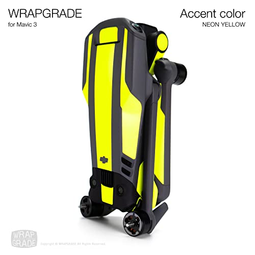 Image of WRAPGRADE Partial Skin Stickers for DJI Mavic 3 / Mavic 3 Classic Accent Color (NEON YELLOW)