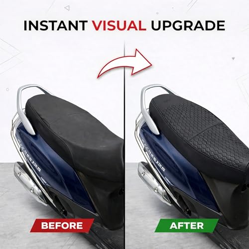 Image of Neodrift Premium Scooty Seat Cover - Universal Scooty Seat| All Black | Anti-Slip & Shock-Absorbing Design | Water-Resistant Fit | Strip Cushioning | Professional Fit | Nappa Art Leather