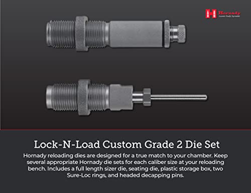 Hornady Custom Grade New Dimension 2-Die Set, 223 Rem (.224) (546228) - Caliber Specific Reloading Equipment For Handloaders With Full Length Sizer Die, Seating Die, Sure-Loc Rings, & Storage Box #TOP5