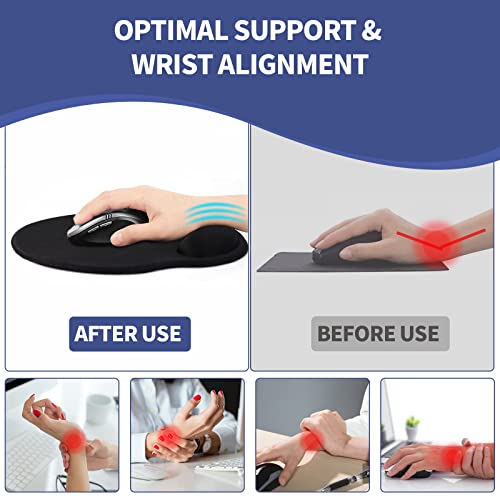 Image of eulps Mouse Pad with Wrist Rest, Comfortable Computer Mousepad with Gel Wrist Support Smooth Surface and Non-Slip PU Base for Pain Relief, Laptop, Office & Home (Moon Night)