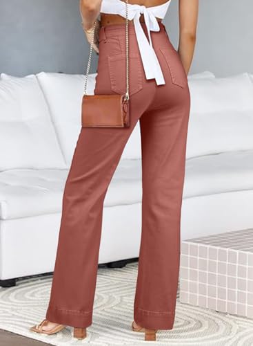 Image of Astylish Women's Wide Leg Jeans High Waisted Denim Pants