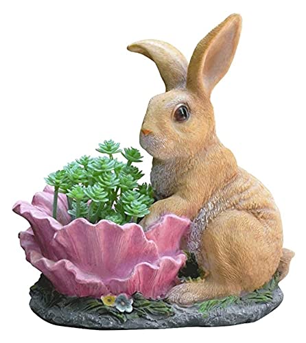 Sculpture de bureau Décoration de jardin Ornements de lapin Statue Sculpture Résine Crafts Modèle Figurines Extérieur Vert Espace Décoration Accessoires