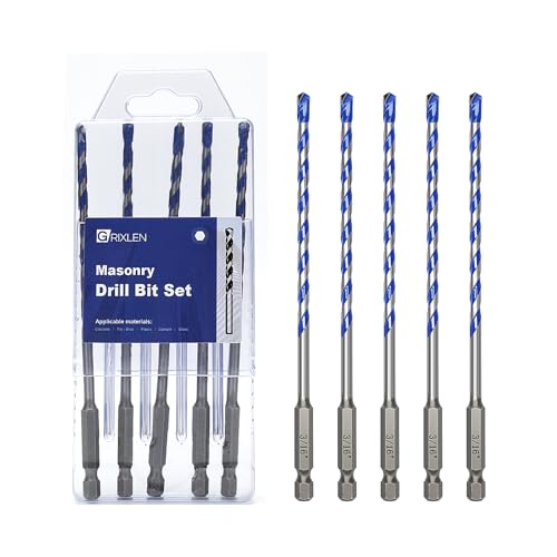 GRIXLEN 5 Pack 3/16 Inch Concrete Drill Bit Set