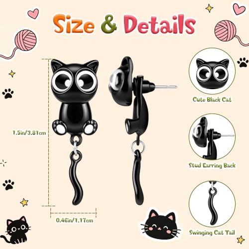 Cute Black Cat Stud Earrings   - image 4