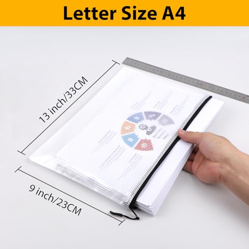 Image of 24pcs A4 Mesh Zipper Pouch File Bags, Black Reusable Zipper Bags for Organizing Storage, Waterproof Puzzle Bag, Zipper File Bags for Board Game Storage and School Office Supplies