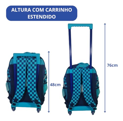 Kit Mochila Escolar Infantil Speed Sonic Com Rodinhas com Lancheira Térmica e Estojo Duplo