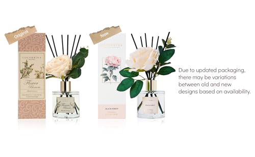 Image of Cocorrina Reed Diffuser Set, Flower Reed Diffuser Black Forest 6.7 oz, Scented Diffuser with Sticks Home Fragrance Essential Oil for Bathroom Shelf Decor, Living Room, Large Room, 1pack