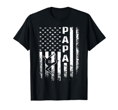 Gymnastics Gymnast Papa America Flag Vintage Christmas T-Shirt