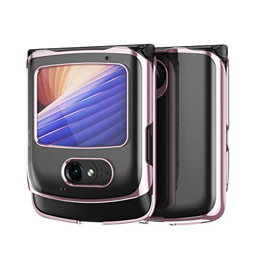 Coque RAZR 5G-Custodia a Specchio elettrolitico Trasparente a 360°, Protezione Completa, per Motorola RAZR 5G, Colore: Oro Rosa