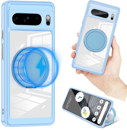 Google Pixel 8 Pro �P�[�X �N���A MagSafe�Ή� 360°��]�X�^���h �ی^�X�^���h�t�� �}�O�l�b�g���� �O�[�O�� �s�N�Z��8pro �P�[�X ���@�\Magsafe�X�^���h �c�����Ή� tpu pc ��d�\�� �ϏՌ� ���b�L���H ���C