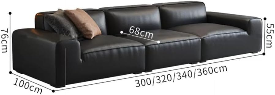 Italian Minimalist Sofa Living Room Big Black Cow Set Straight Fabric(360 * 100 * 76CM)