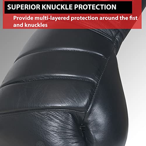 Ibro Iconic Pro Genuine Full Grain Leather Boxing Gloves Training For Men & Women, Quality, Mma Muay Thai Gloves Kickboxing Taekwondo Sparring For Gym Bag-Work Guantes De Boxeo Black 12Oz #TOP1