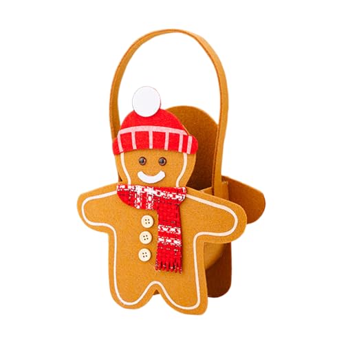 クリスマス お菓子バッグ,フェスティブクッキーバッグ ジンジャーブレッドマン - ポータブルジュエリー食品オーガナイザー 子供用 - お菓子 景品 学級・クリスマスパーティー favour