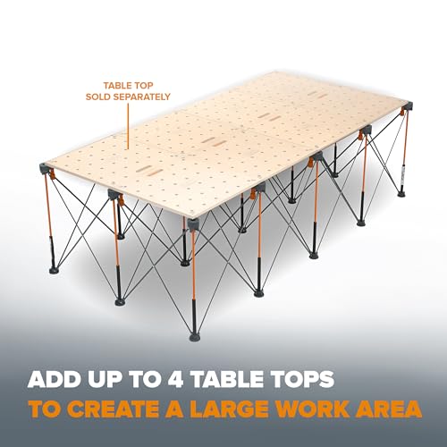 BORA Centipede 30in Folding Work Table Set - No Assembly 15-Strut Collapsible Table 6000lb Weight Limit - 4x8ft Mobile Work Station with Storage Bag, Foldable Work Bench Table - CK15S, Orange