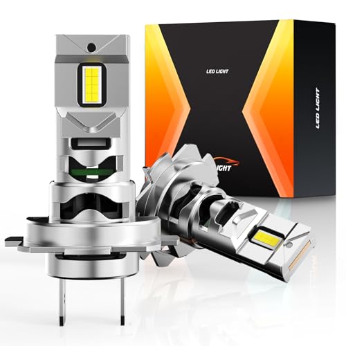 FREERAP H7 Led Headlight Bulbs, 6500K Cool White, 60W 32000LM Headlight Bulbs with Fan, No Adapter Required, Plug and Play, Pack of 2 (H7)