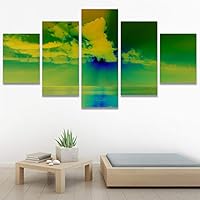 SIGNWIN 5 Panel Canvas Wall Art Modern Art Coastal Colorful Multicolor Photography Romantics Sunset for Home Decorations Ready to Hang - 60