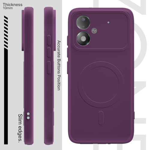 Image of Outlouders Back Cover for Poco M8 Power 5G | Soft Matte Silicone | Slim Fit | Magnetic-Safe Logo Design (Magnetic-Safe Not Compatible) | Shockproof | Camera Protection Bumper Case (Purple)