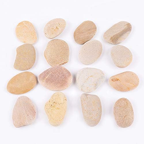 RockImpact 16 Large Beige Painting Rocks - Natural River Rocks Stacking Stone with Smooth Surface for Arts and Crafts, 5-8 cm