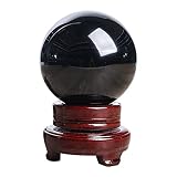 Material: Cristal. muziwenju PSWK Esfera de obsidiana Negra Natural Piedra curativa de Bola de Cristal Grande con Base (Color : Black)
