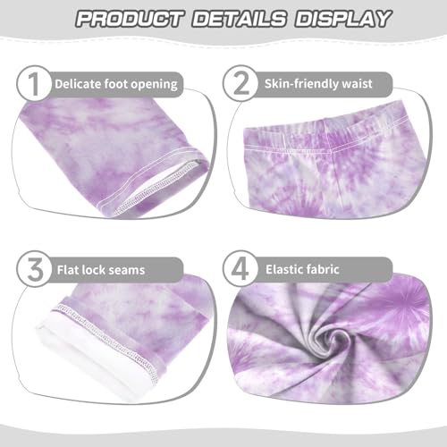 Boccsty Light Purple White Tie Dye Girls Leggings Kids Yoga Pants Dance Active Tights 4T3