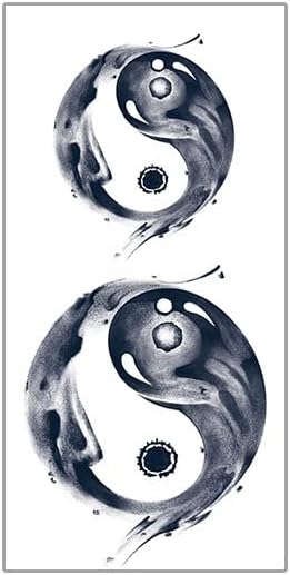 2 PCS Tai Chi Yin And Yang Fish Fake Tattoo Stickers For Men And Women Waterproof And Durable Herbal Juice Semi-Permanent Fake Tattoos Forearm And Hand Realistic