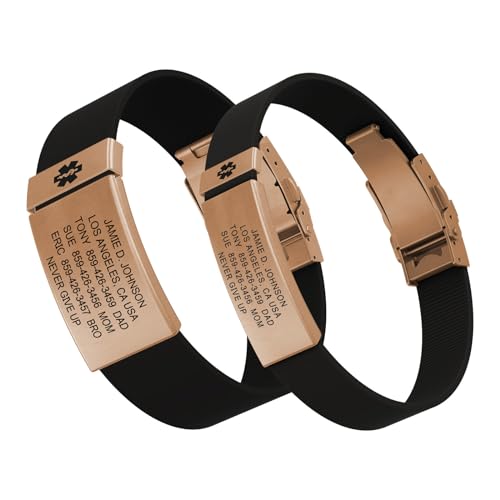 ROAD iD Personalized Medical Identification Bracelet - Premium ID Wristband with Medical Alert Badge - Silicone Clasp