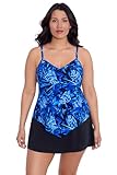 TrimShaper Women's Hank Swim Tankini Top, Hidden Tropics, 16