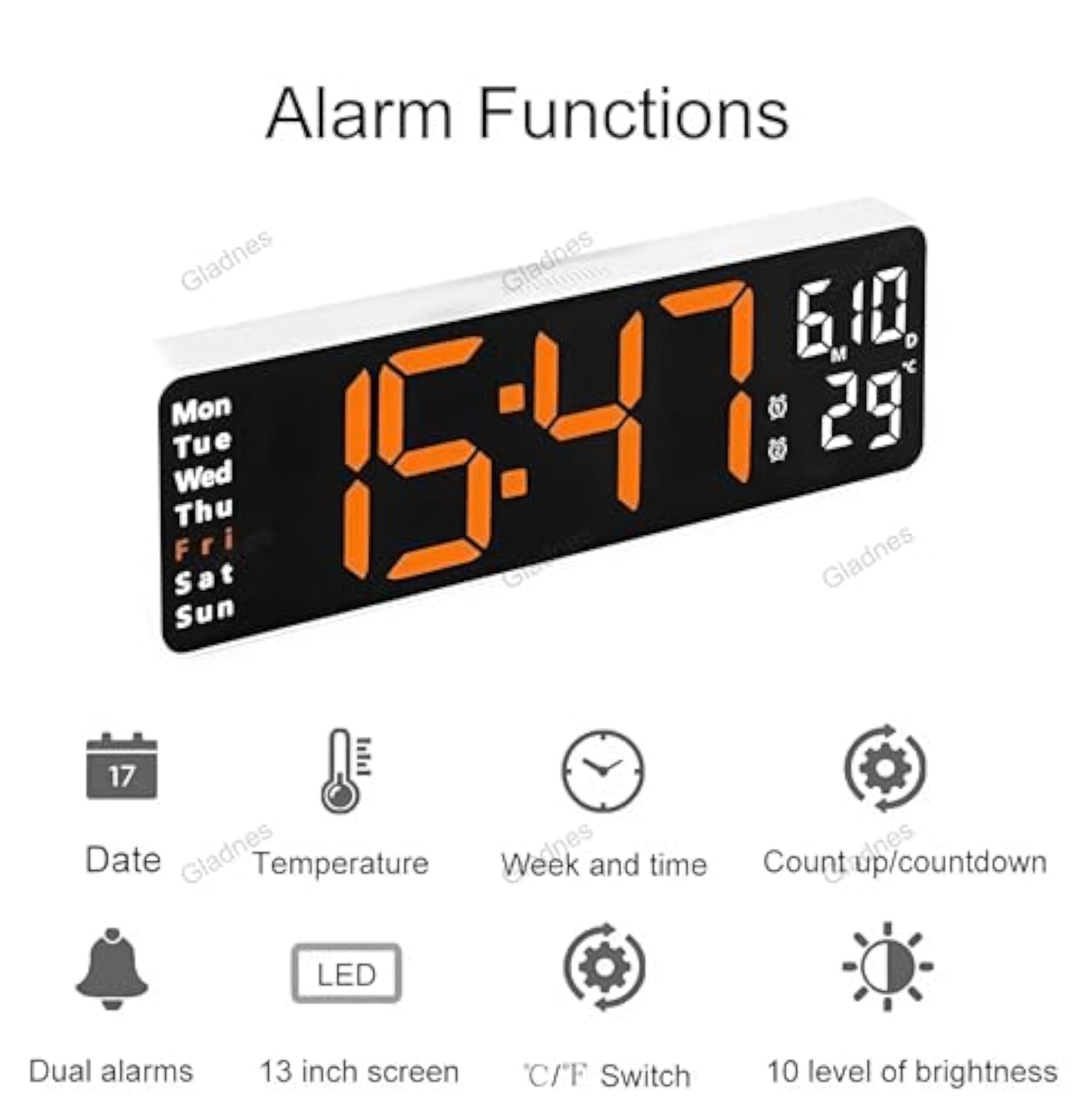 Digital Wall Clock with Remote Control