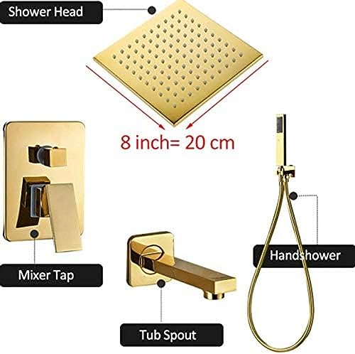 Ensemble de robinets de douche dissimulés doré avec bec de baignoire