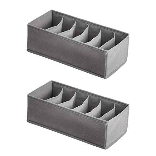 Amazon Basics Underwear Dresser Drawer Organizers, Pack of 2, Gray