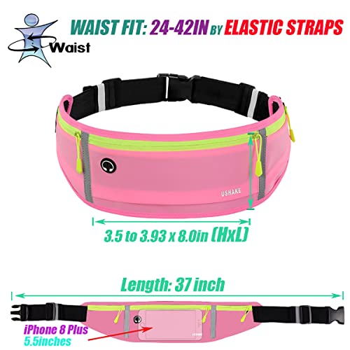 Image of USHAKE Slim Running Belt, Workout Fanny Pack for Men Women,Exercise Waist Pack for Apple iPhone Holder, Runner Belt for Running Walking Cycling Camping Gym