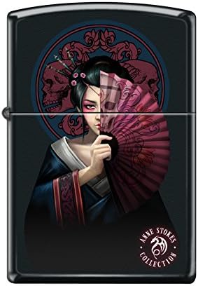 Zippo "Anne Stokes-Geisha Girl With Fan" Black Matte Lighter, 0576