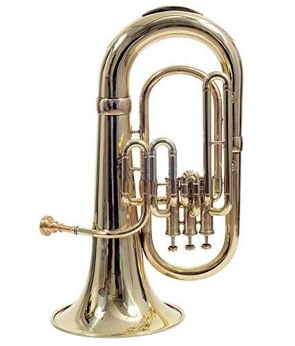 Indian Musical Instrument Euphonium 3 Valve Bb Pitch With Carry Case & Mouthpiece (Gold) #TOP16