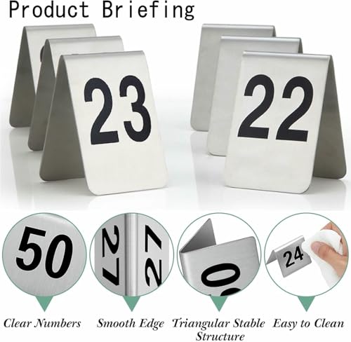 Numéros de table 1-100 acier inoxydable visibilité claire double face - 3