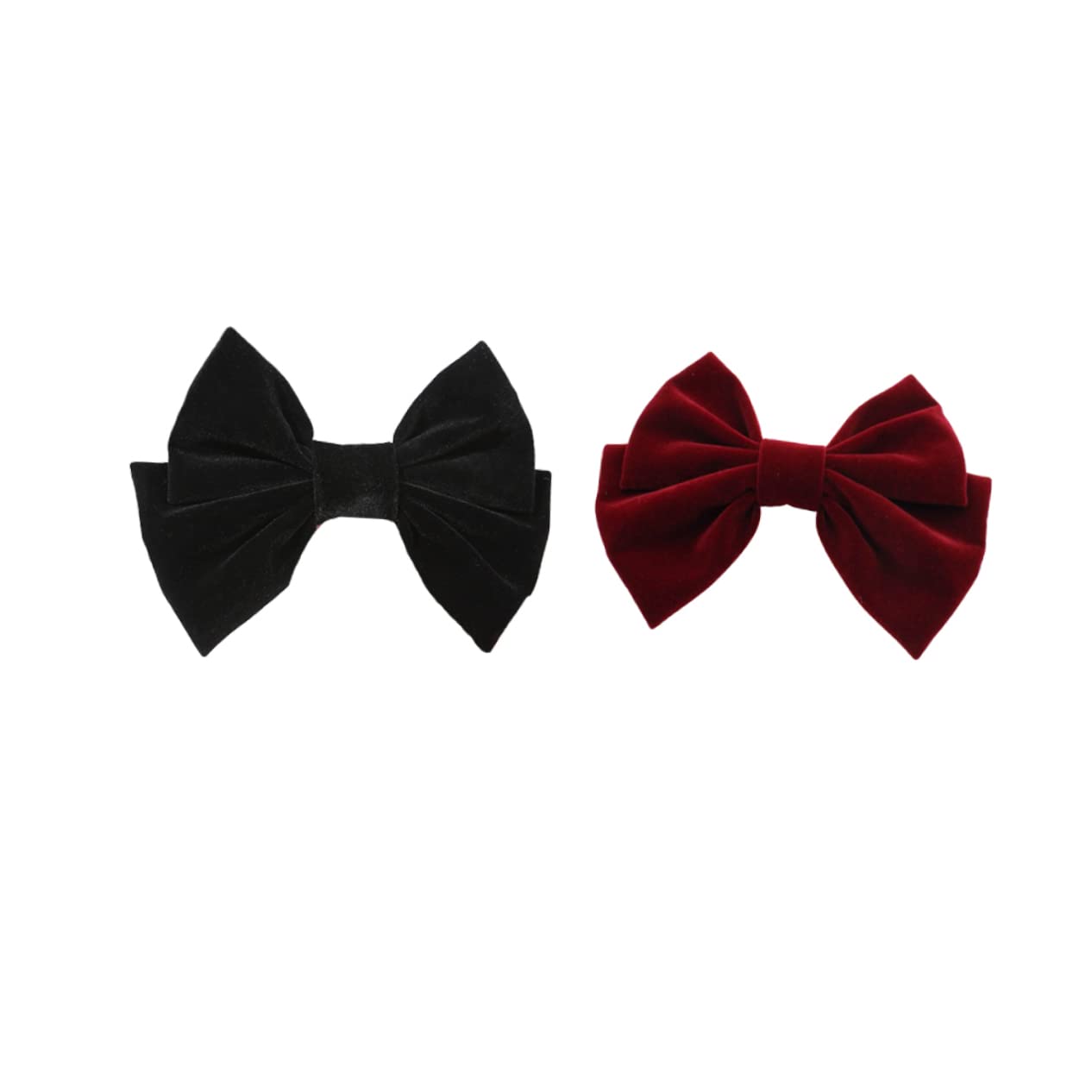 Baluue 2pcs Bowknot Hair Ties for Women Elegant Velvet Hair Circles Wine Red Black Ponytail Holder for Daily Wear for Girls and Ladies
