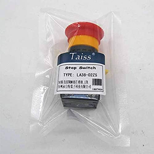 Taiss / 22mm 2 NC Red Mushroom Interlock Emergency Stop Pushbutton Switch 10A 440V LA38A-02ZS