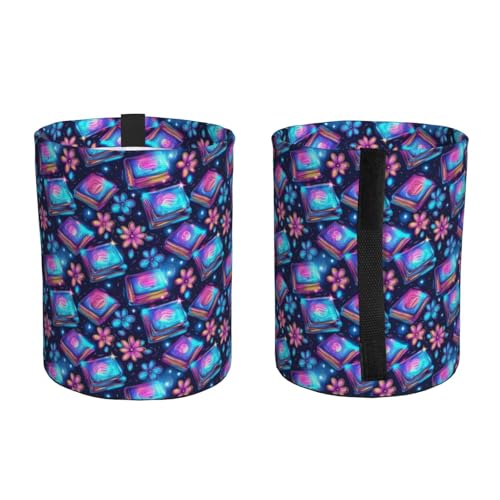 XTPSHN Neon Book Lover Flower Reusable Car Trash Can 7inch